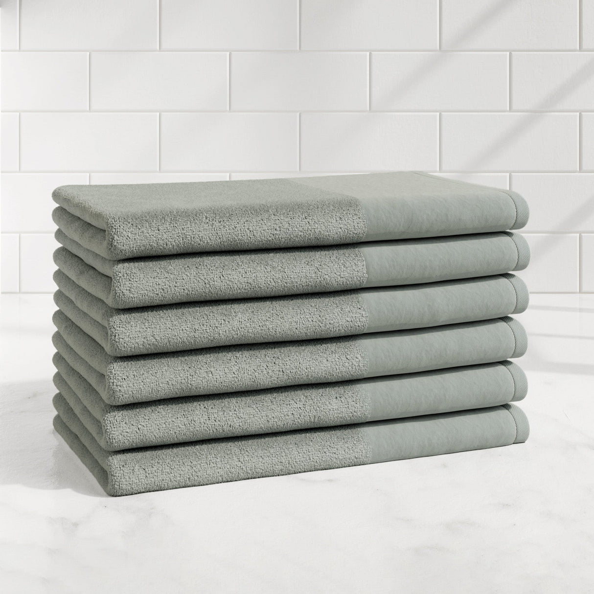 Cotton Linen-Like Border 6-Piece Towel Set - Priya Collection
