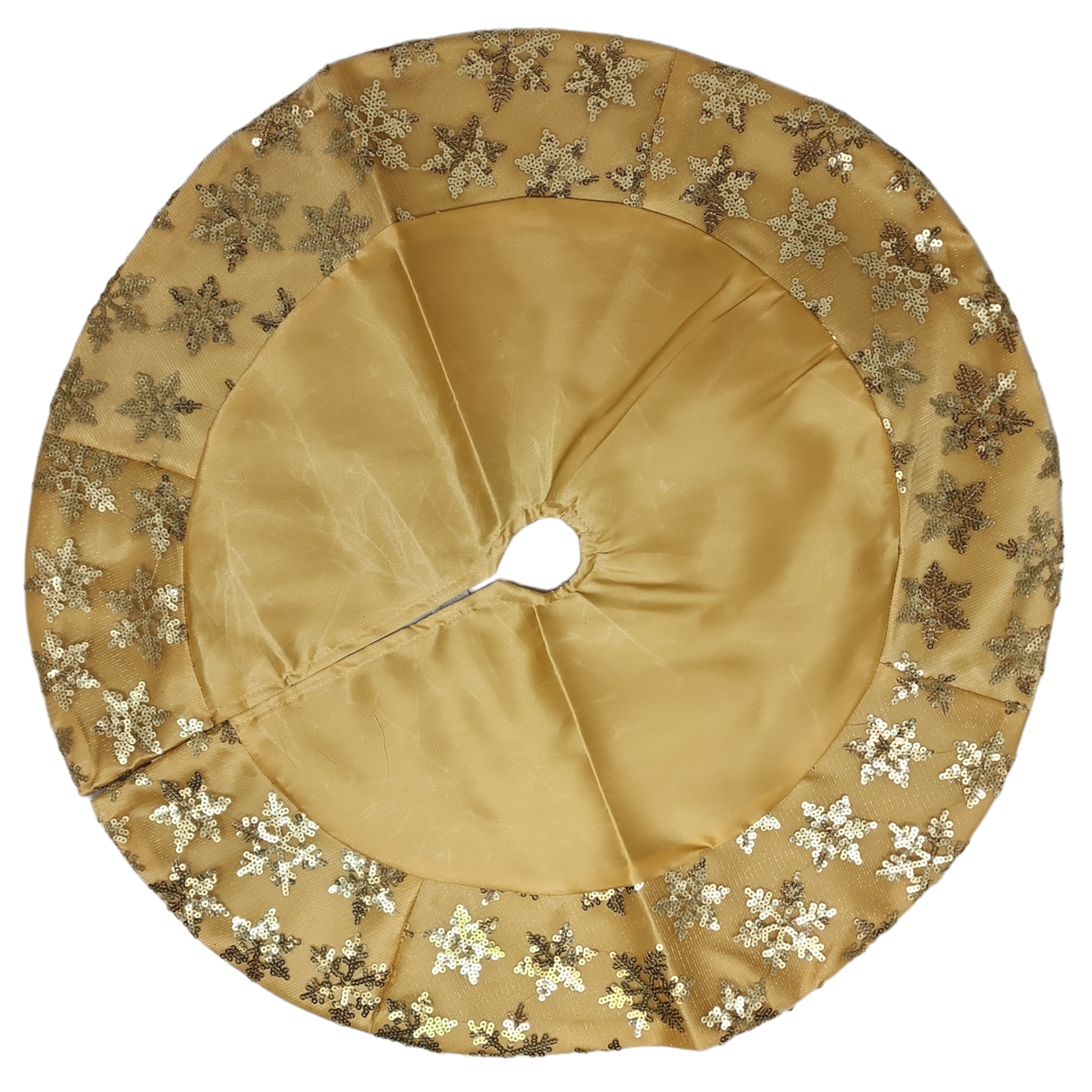 Tabletop Tree Skirts With Sequined Snowflake Border - Gold