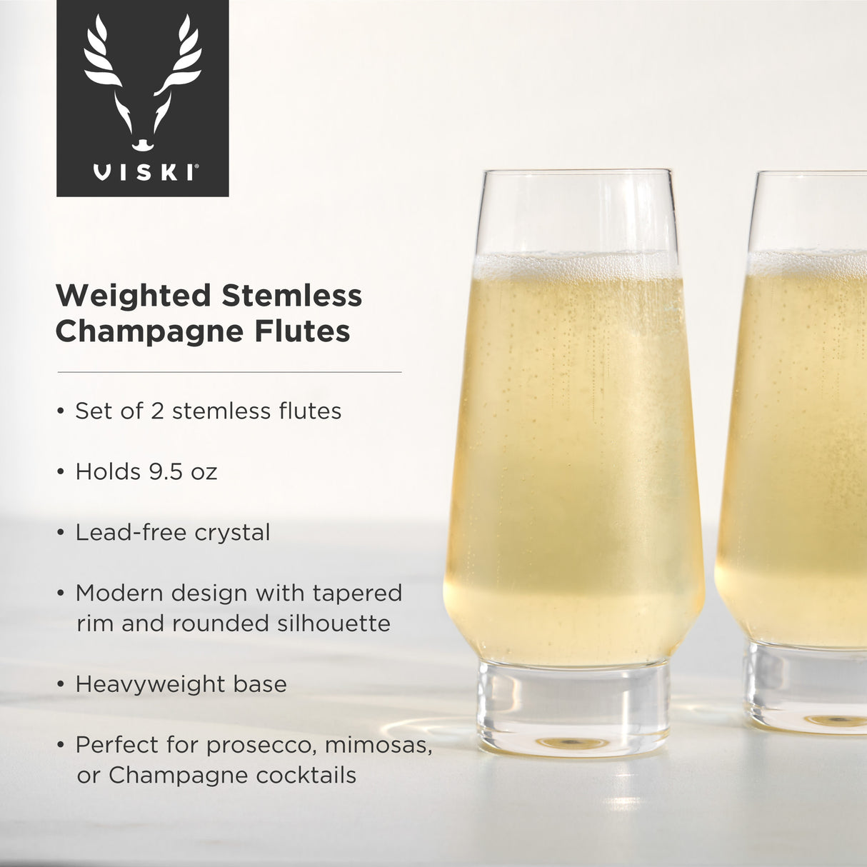 Raye weighted stemless champagne flutes viski®