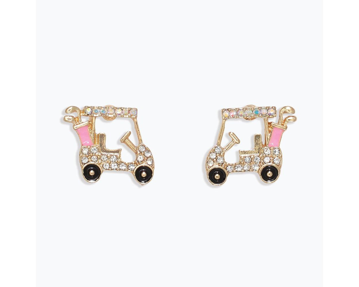 Crystal Golf Cart Earrings – Gold-Tone
