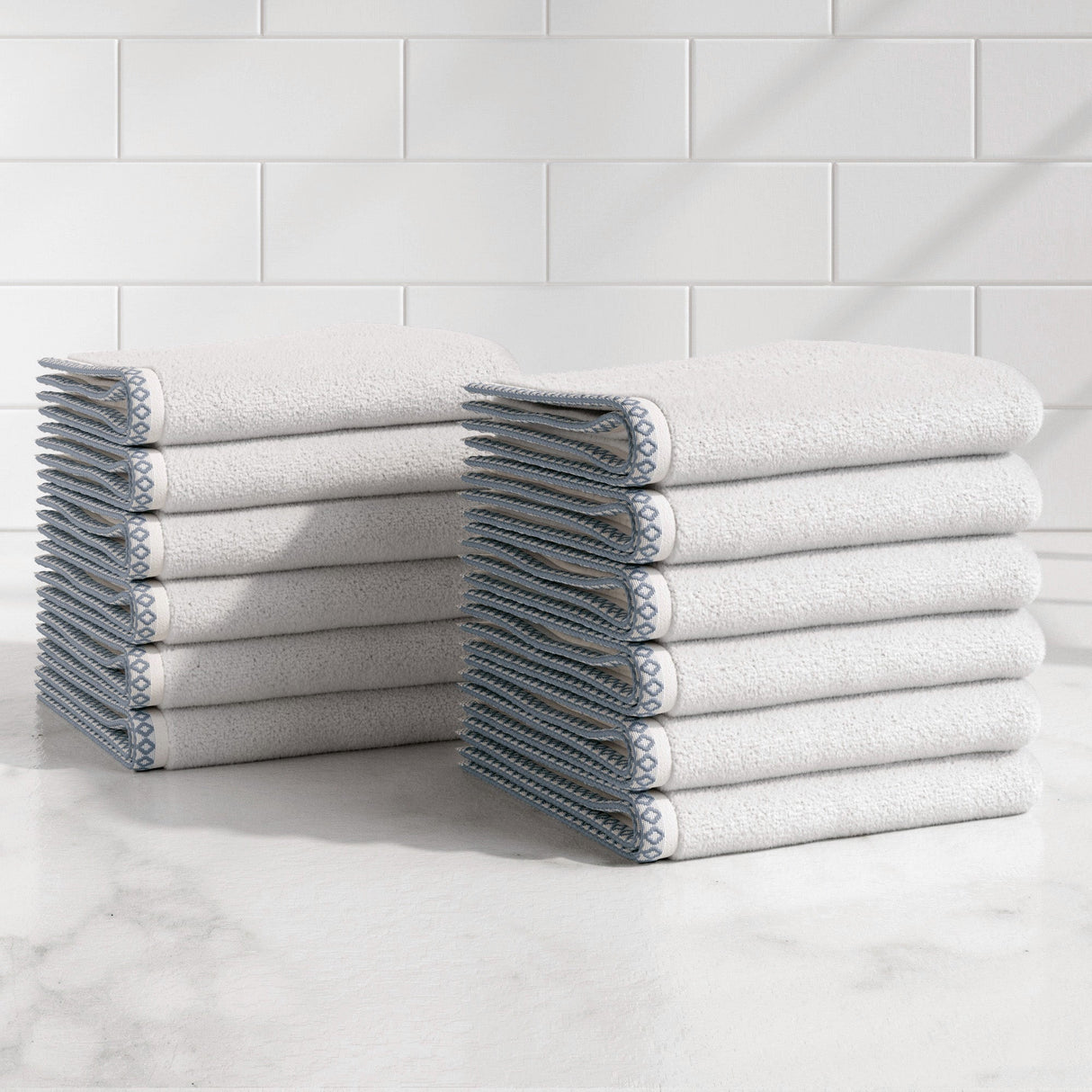 Cotton Border-Stitched 6-Piece Towel Set - Valery Collection