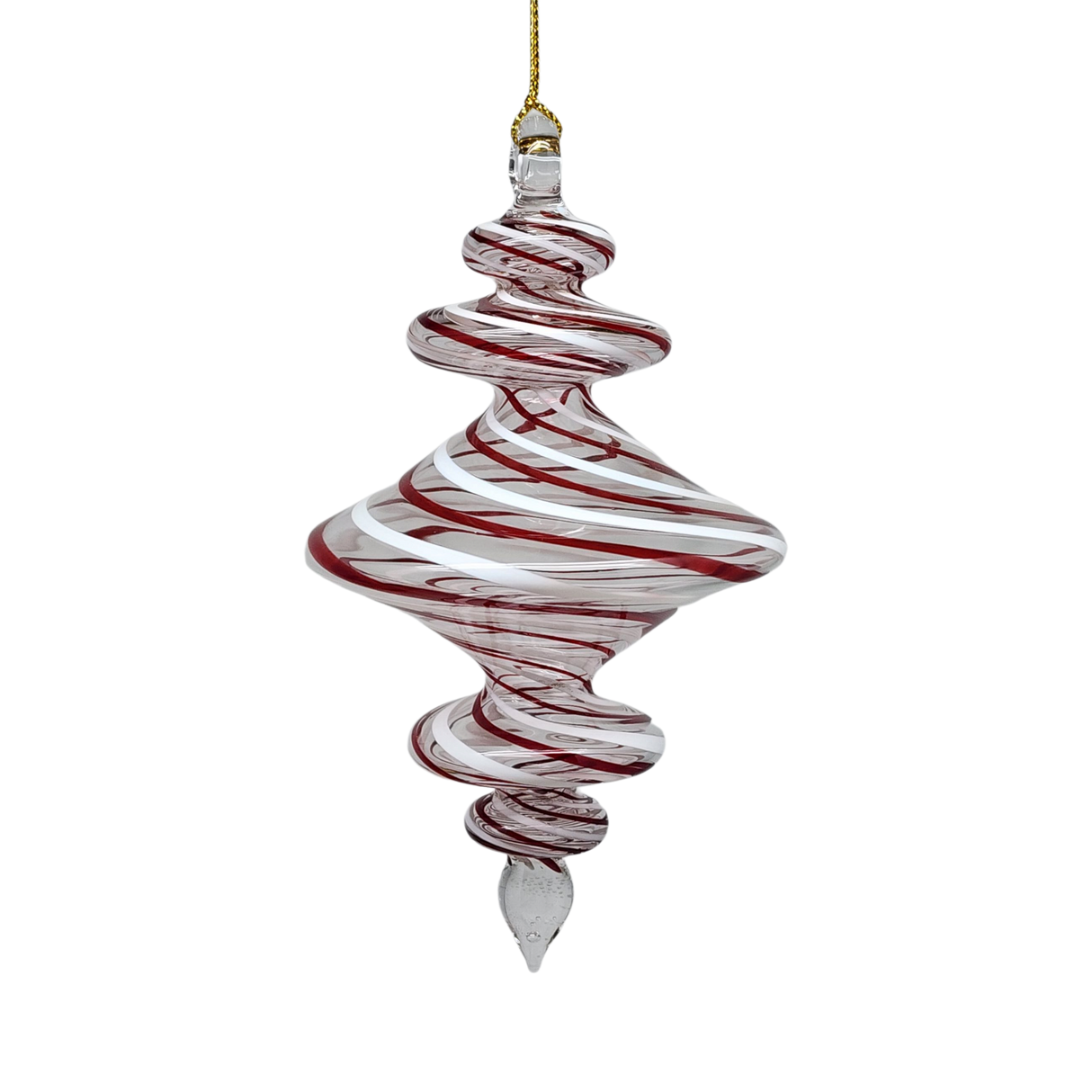 Peppermint Swirl Egyptian Glass Spiral Ornament