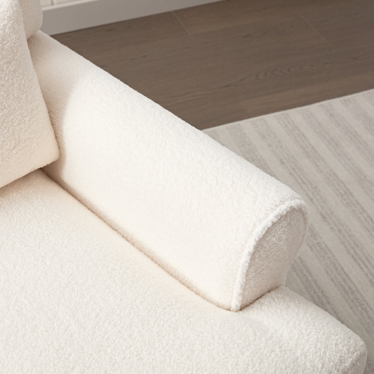 Upholstered Accent Chair with Circular Armrests and Roman Column Legs - Accent Chairs