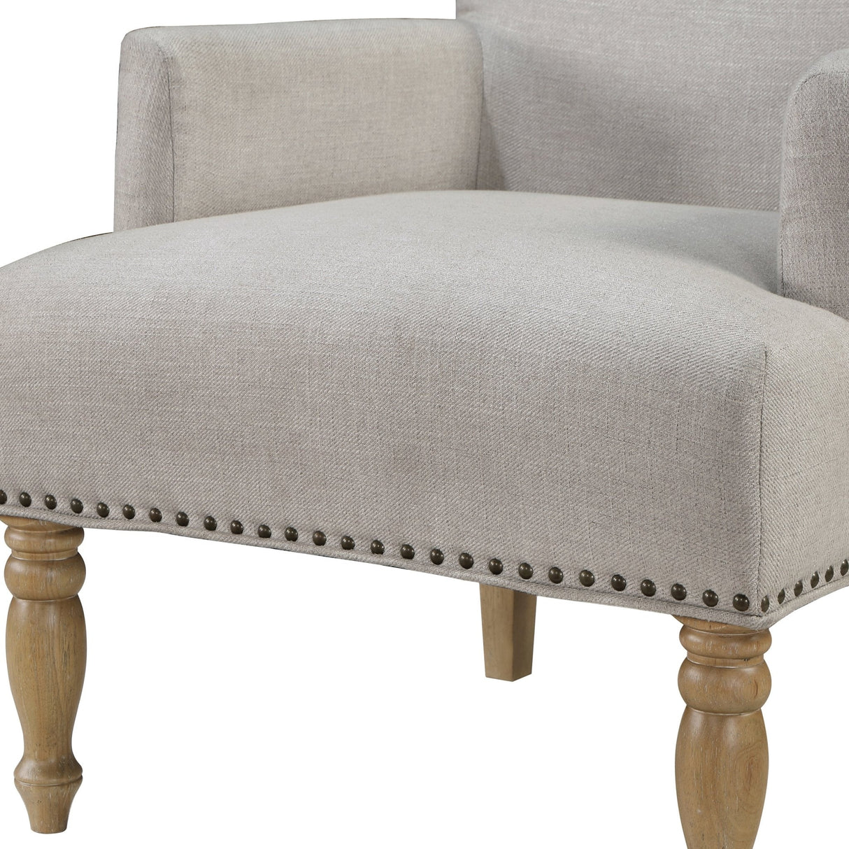Upholstered Accent Chair with Recessed Arms, Nailhead Trim and Turned Legs - Accent Chairs
