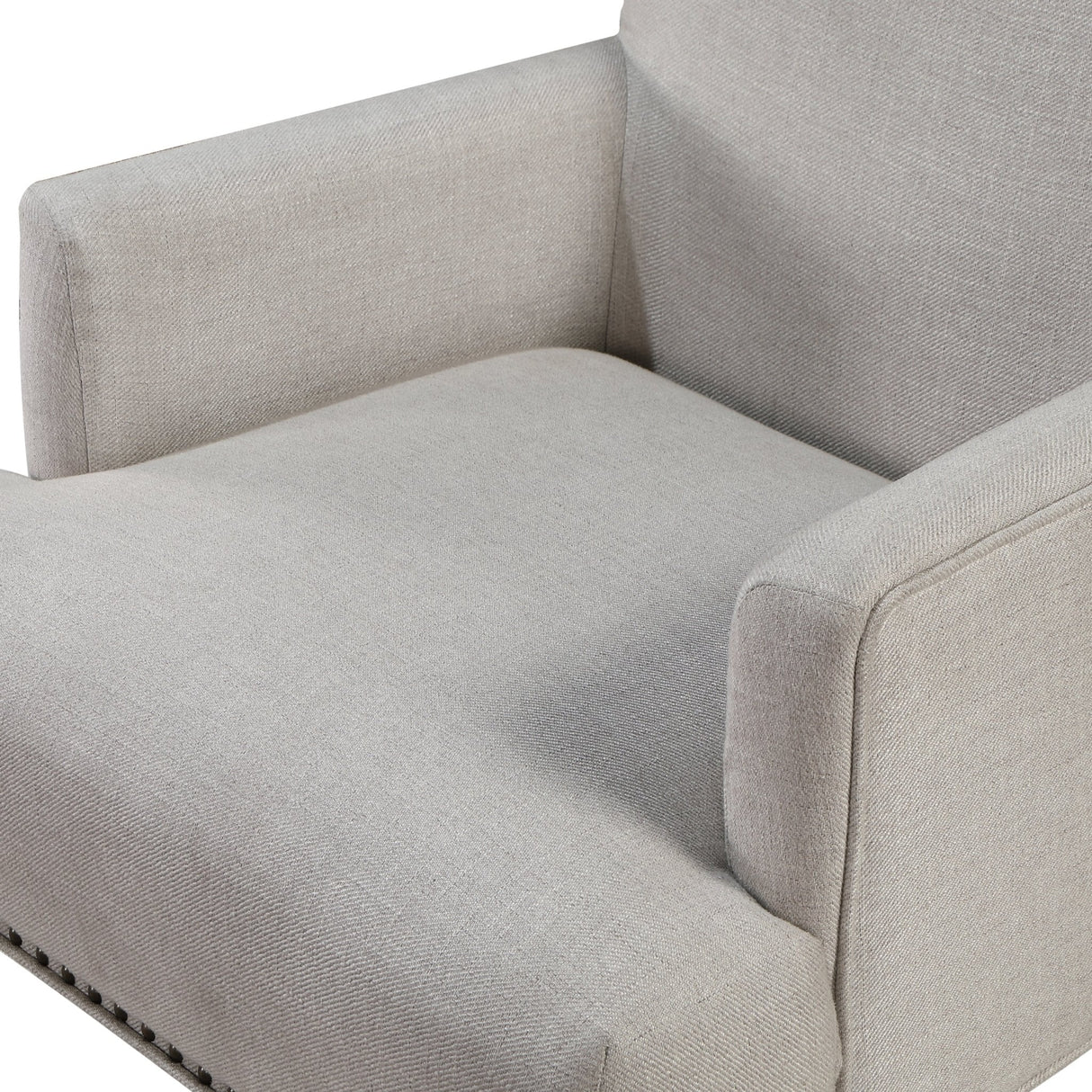 Upholstered Accent Chair with Recessed Arms, Nailhead Trim and Turned Legs - Accent Chairs