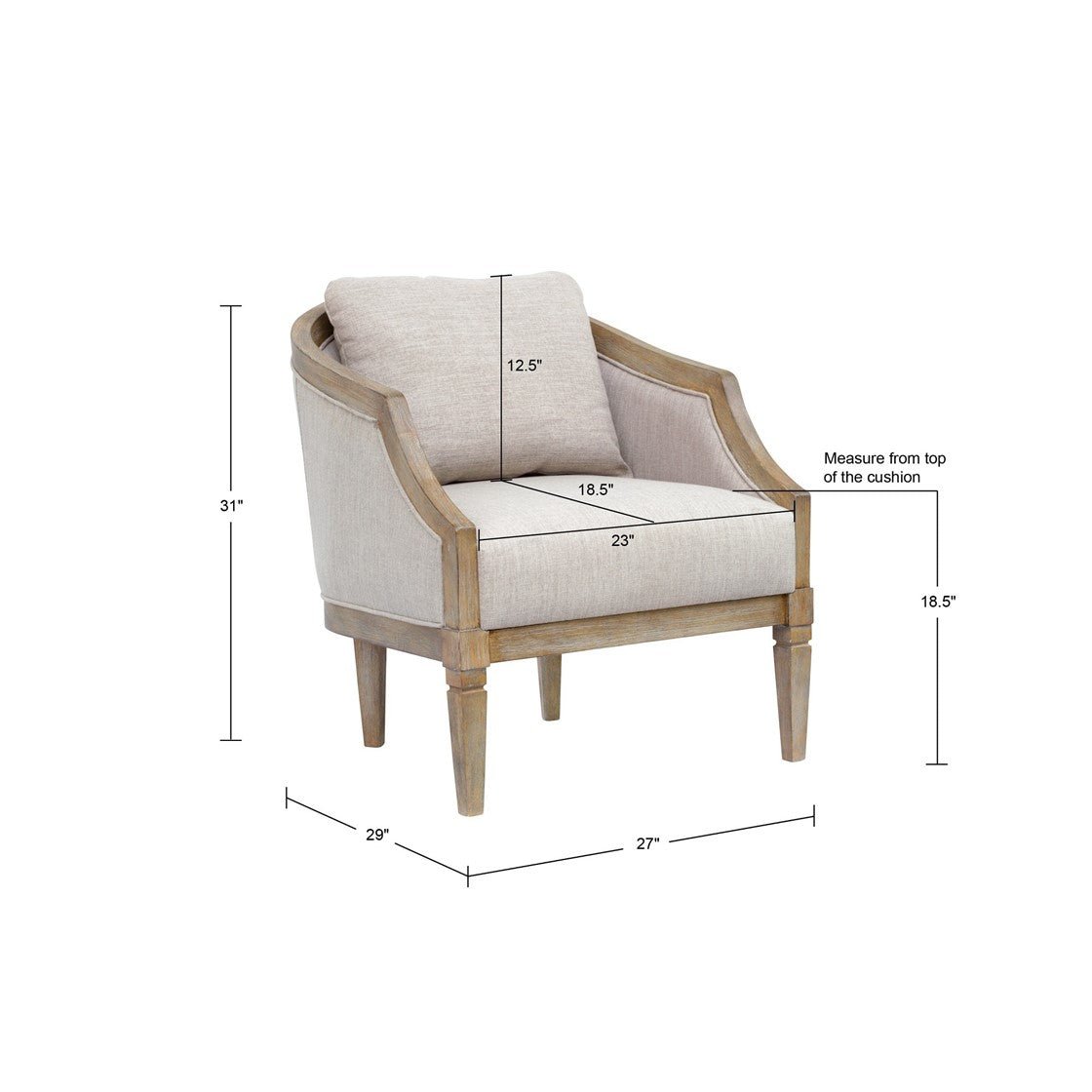 Upholstered Accent Chair with Removable Back Cushion and Recessed Arms - Accent Chairs