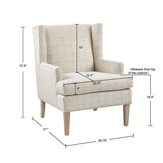 Upholstered Accent Chair with Wing Back and Recessed Arms - Accent Chairs