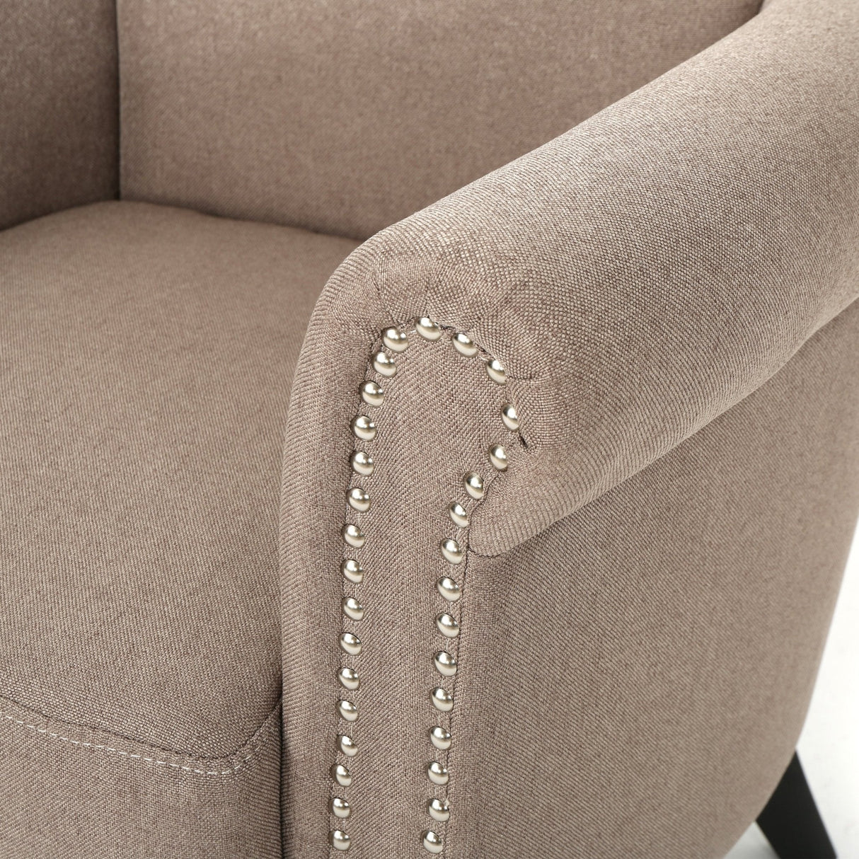 Upholstered Club Chair with Curved Design, Nailhead Trim and Rolled Armrests - Accent Chairs
