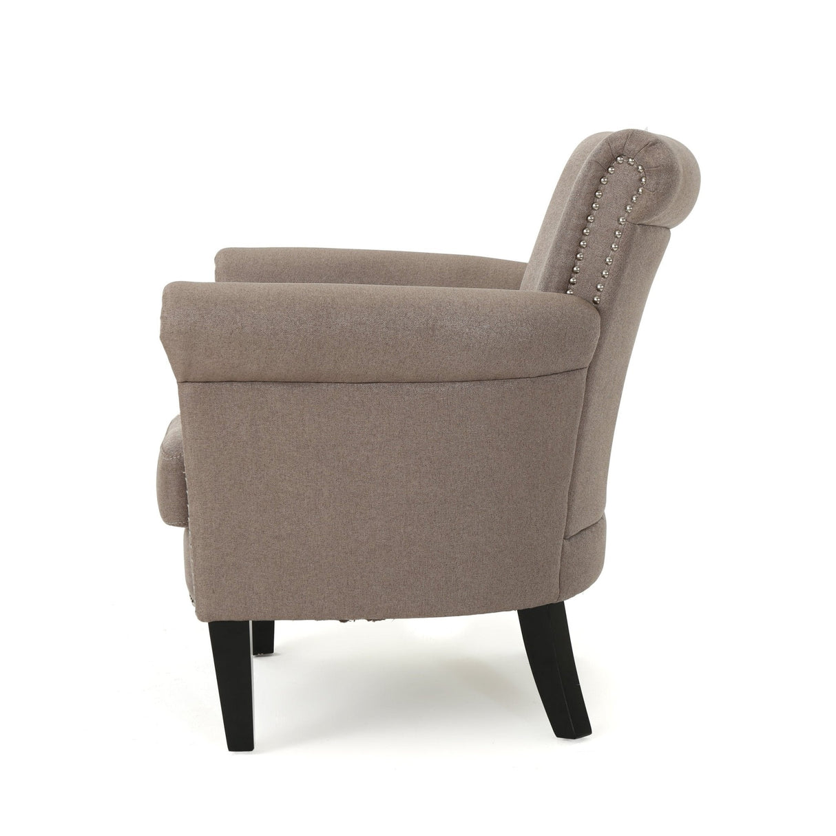 Upholstered Club Chair with Curved Design, Nailhead Trim and Rolled Armrests - Accent Chairs