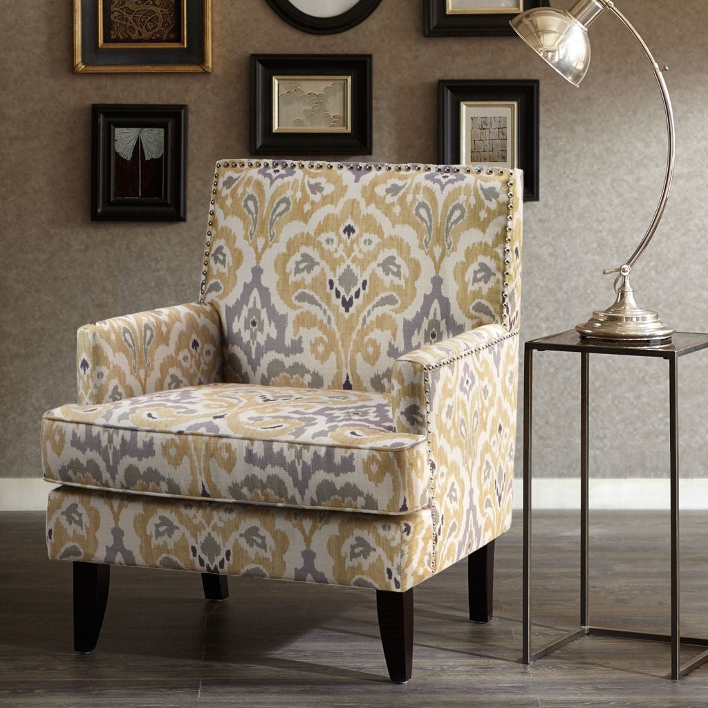 Upholstered-Club-Chair-with-Track-Arm-and-Nailhead-Trim-Accent-Chairs