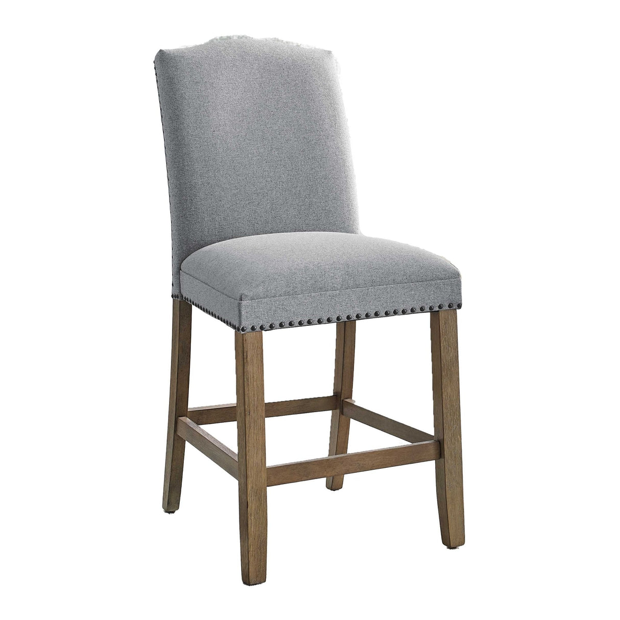 Upholstered Counter Chair with Nailhead Trim and Footrest, Set of 2 - Counter Stools