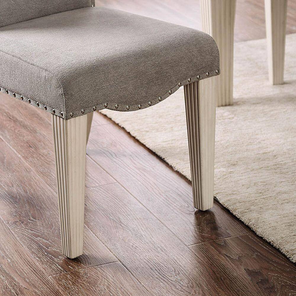 Upholstered Dining Chair with Nailhead Trim and Camel Back - Set of 2