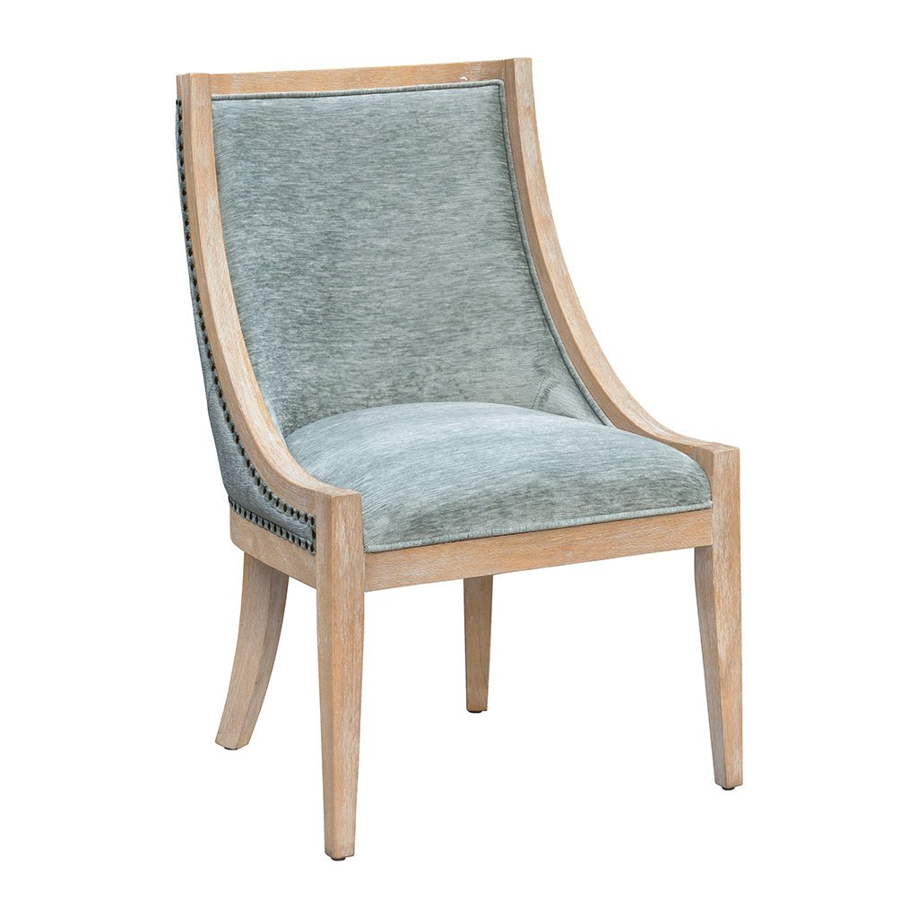 Upholstered Dining Chair with Nailhead Trim and Curved Back Legs - Dining Chairs