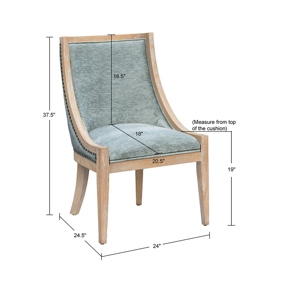 Upholstered Dining Chair with Nailhead Trim and Curved Back Legs - Dining Chairs