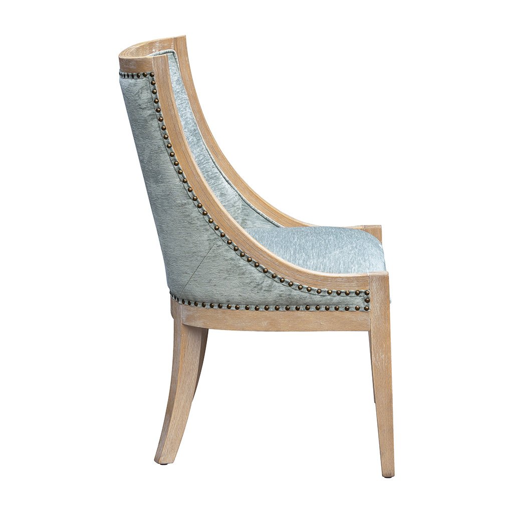 Upholstered Dining Chair with Nailhead Trim and Curved Back Legs - Dining Chairs