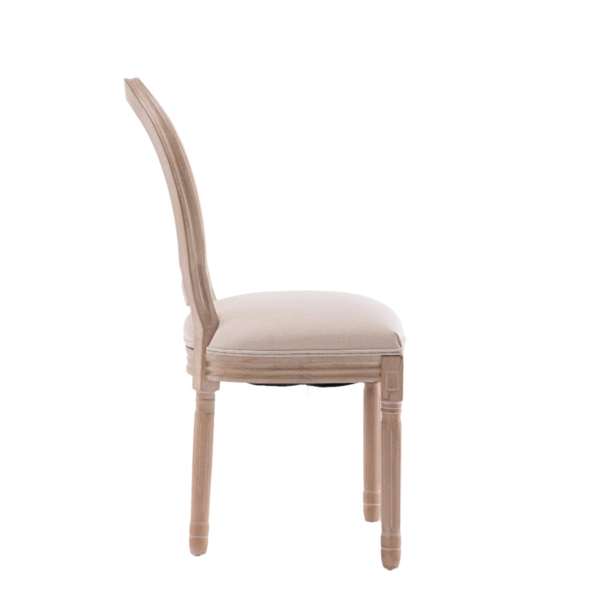 Upholstered Dining Chair with Oval Back and Solid Wood Frame Set of 2