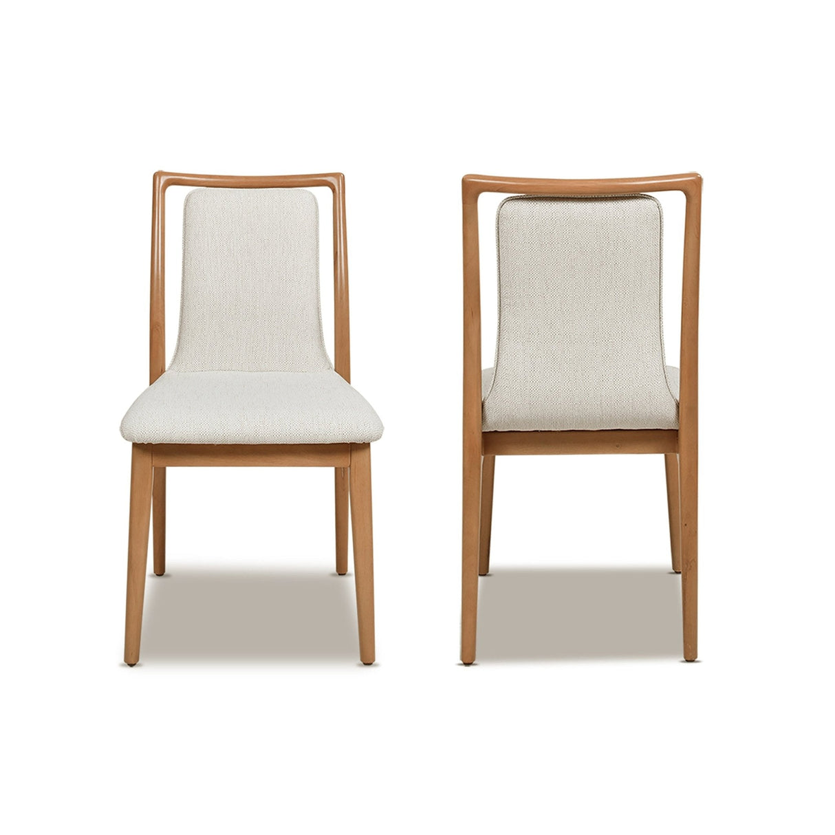 Upholstered Dining Chair with Rubberwood Frame and High Back, Set of 2 - Dining Chairs