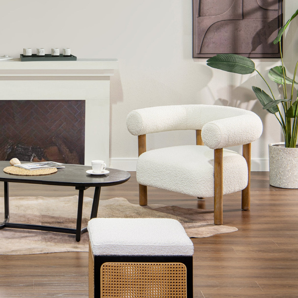 Upholstered Open Back Barrel Chair - Accent Chairs