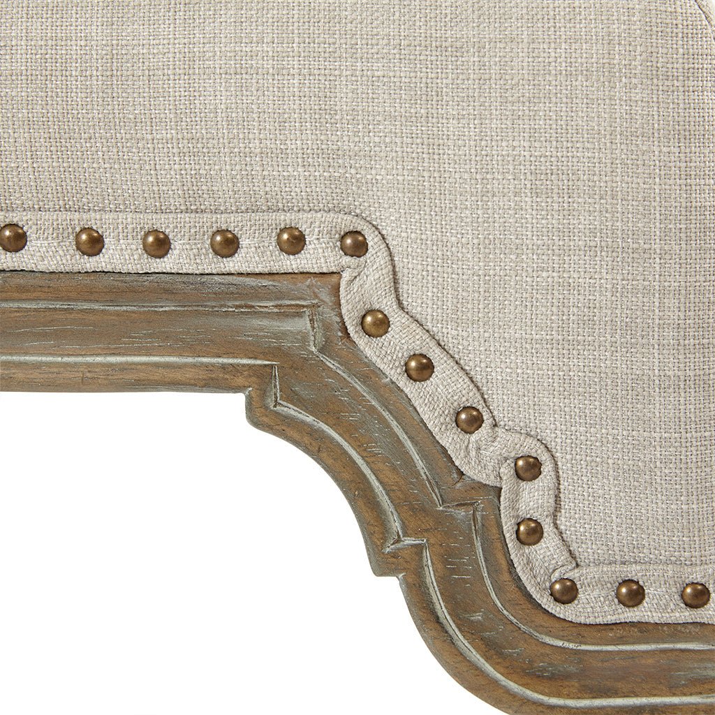 Upholstered Square Counter Stool with Nailhead TrimTurned Legsand Footrest