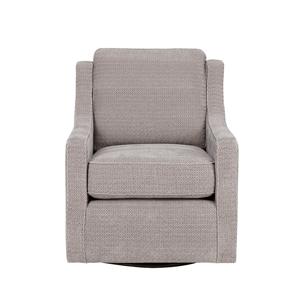 Upholstered Swivel Chair with Curved Armrest and Metal Base - Accent Chairs