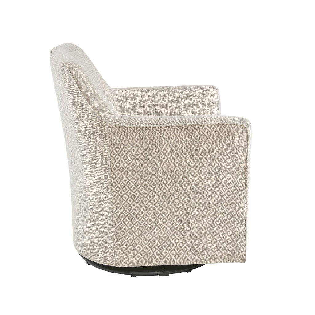 Upholstered Swivel Glider Chair with Flared Arms and Metal Base - Accent Chairs