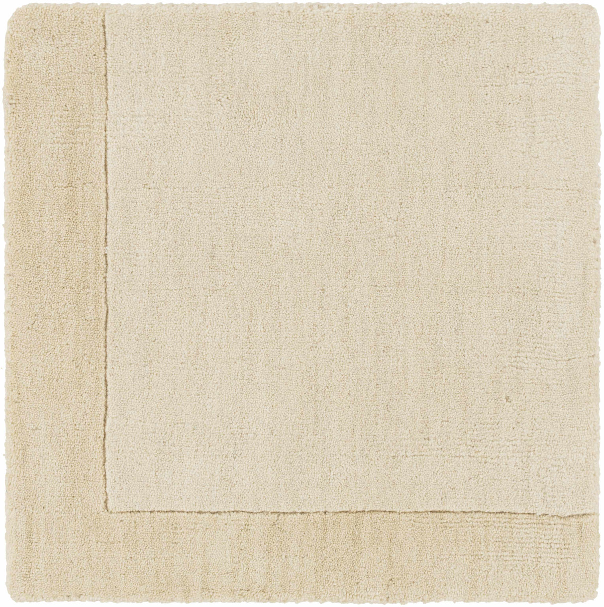 Bordered Solid Wheat Cream Wool Rug