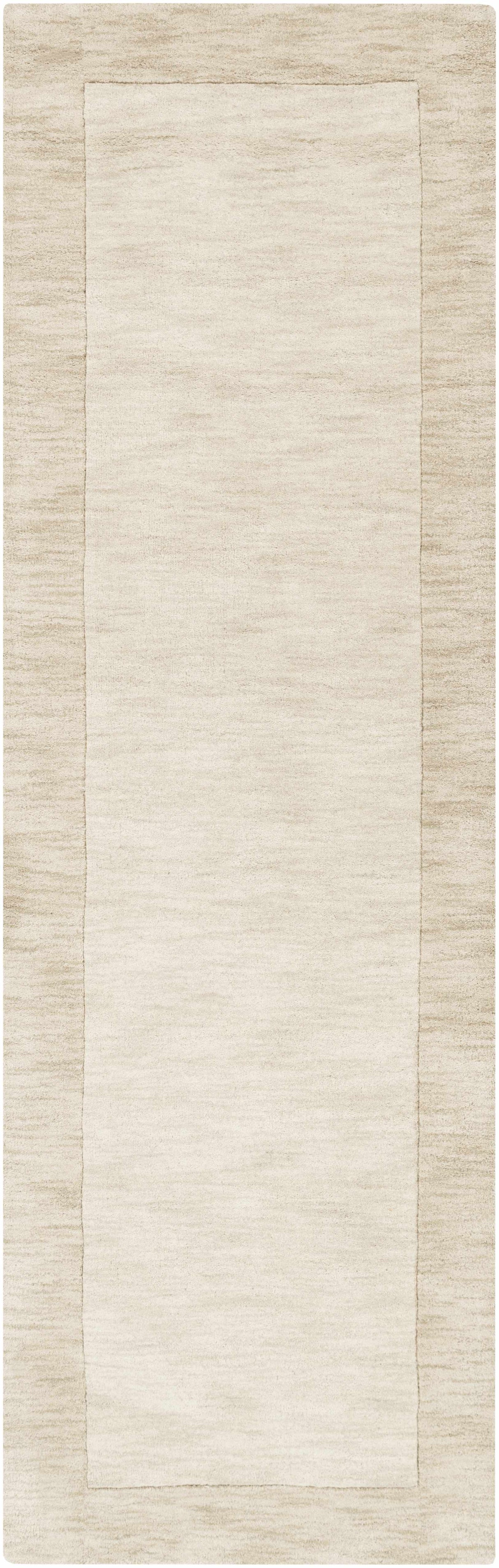 Bordered Solid Wheat Cream Wool Rug