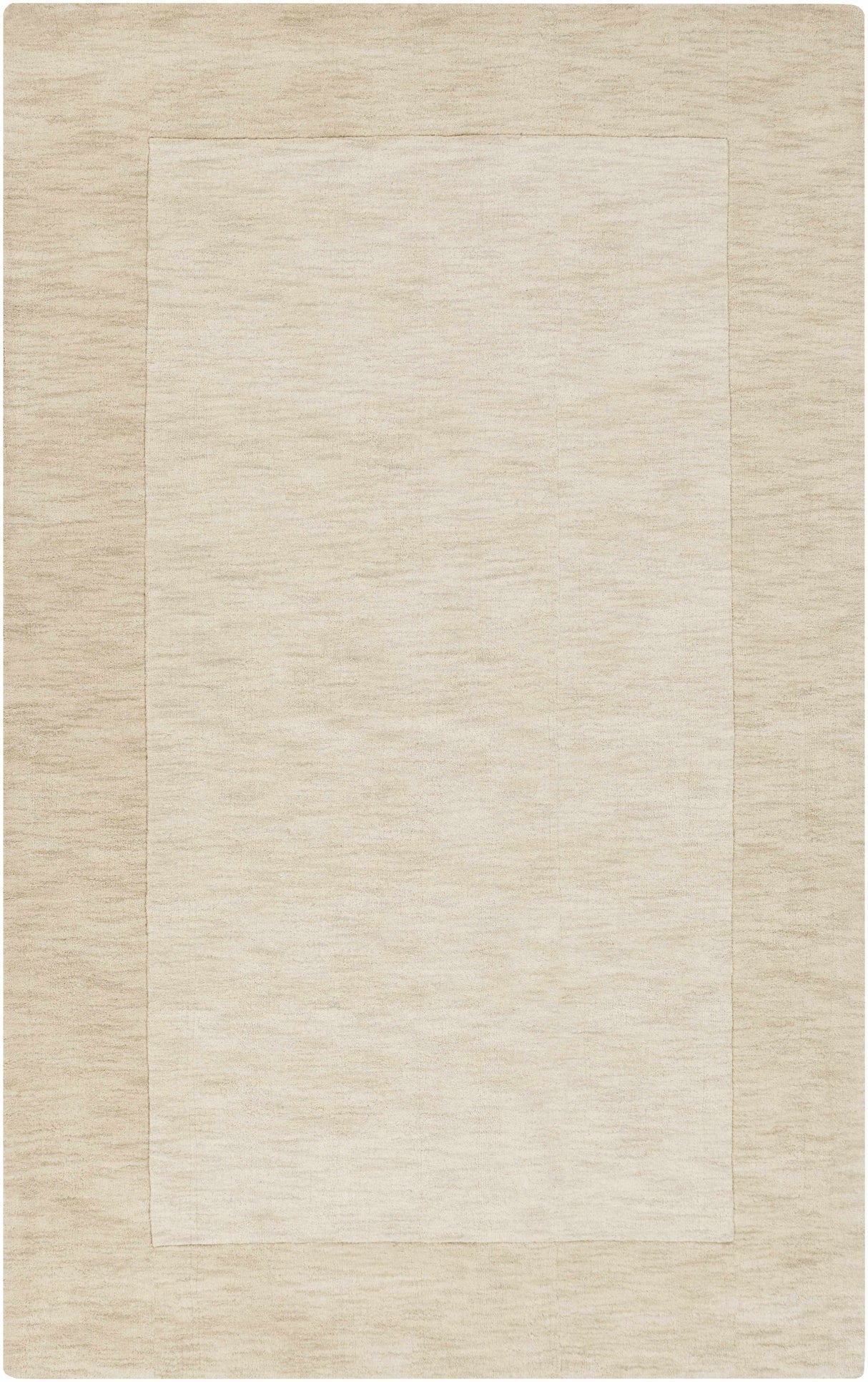 Bordered Solid Wheat Cream Wool Rug