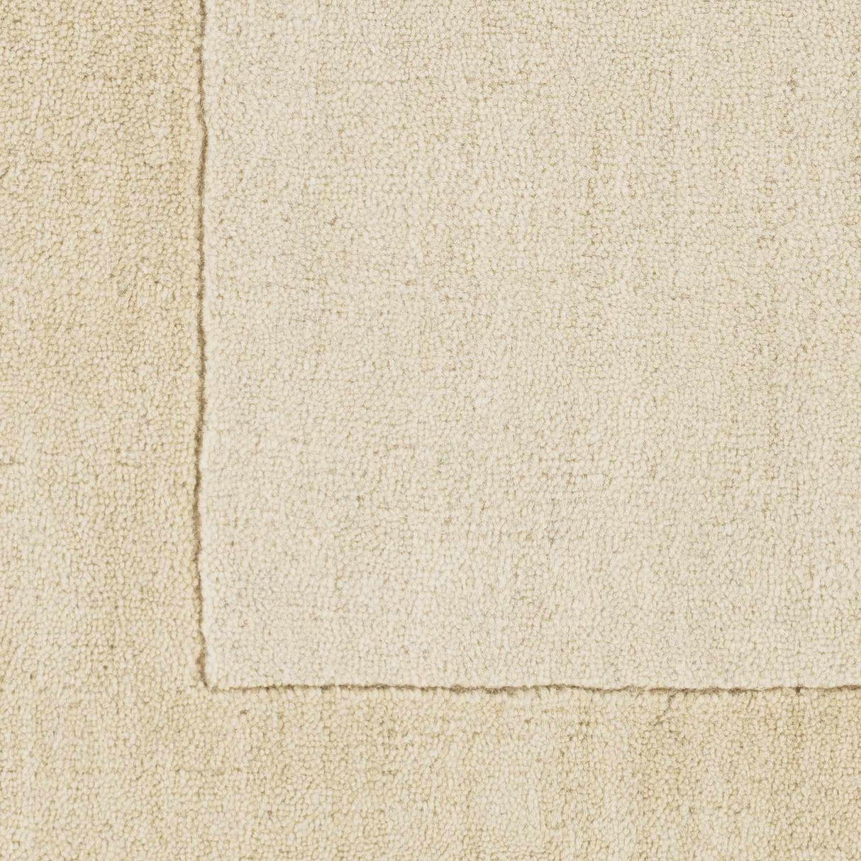 Bordered Solid Wheat Cream Wool Rug
