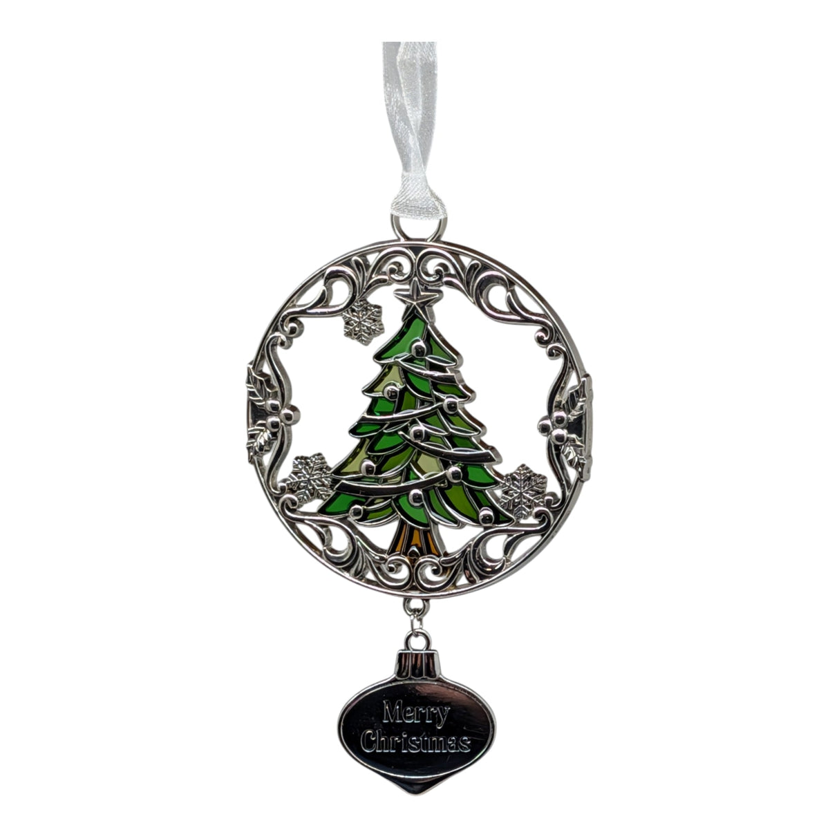Merry Christmas Evergreen Tree - Colors of Christmas Ornament