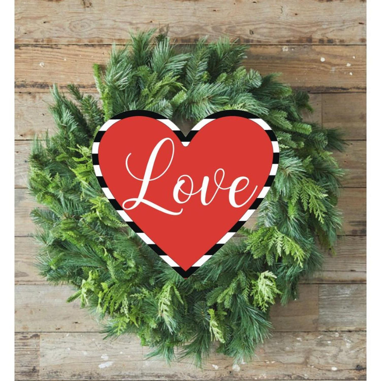 Valentine Love Striped Heart Sign