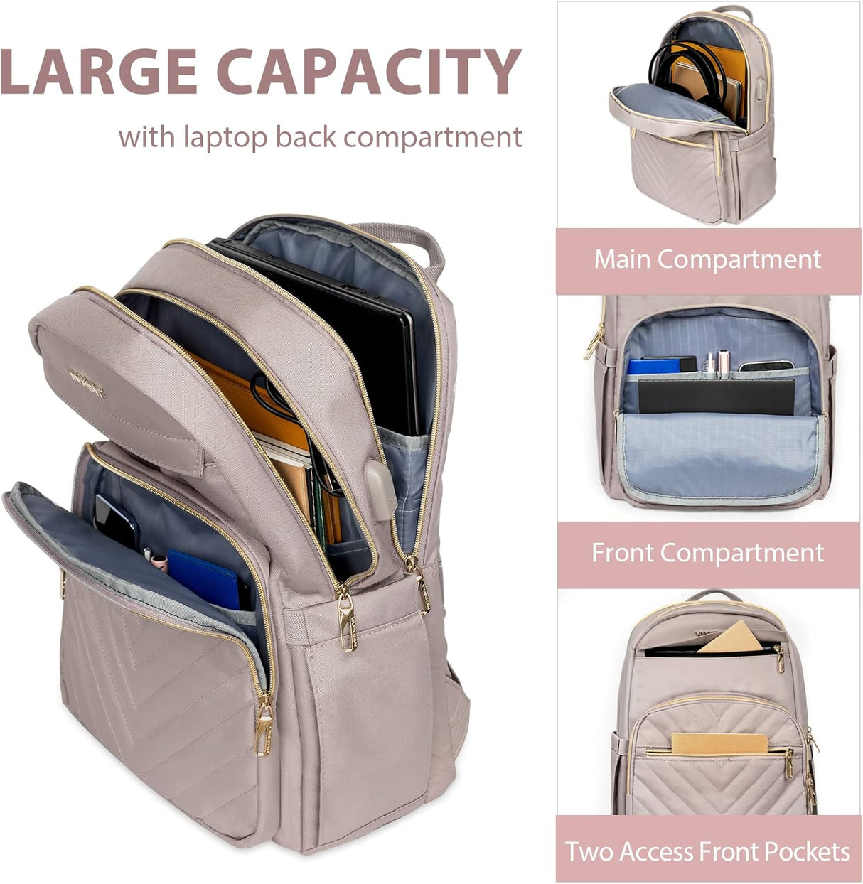 Waterproof Laptop Backpack 15.6 Inch with USB Charging Port Travel Bag