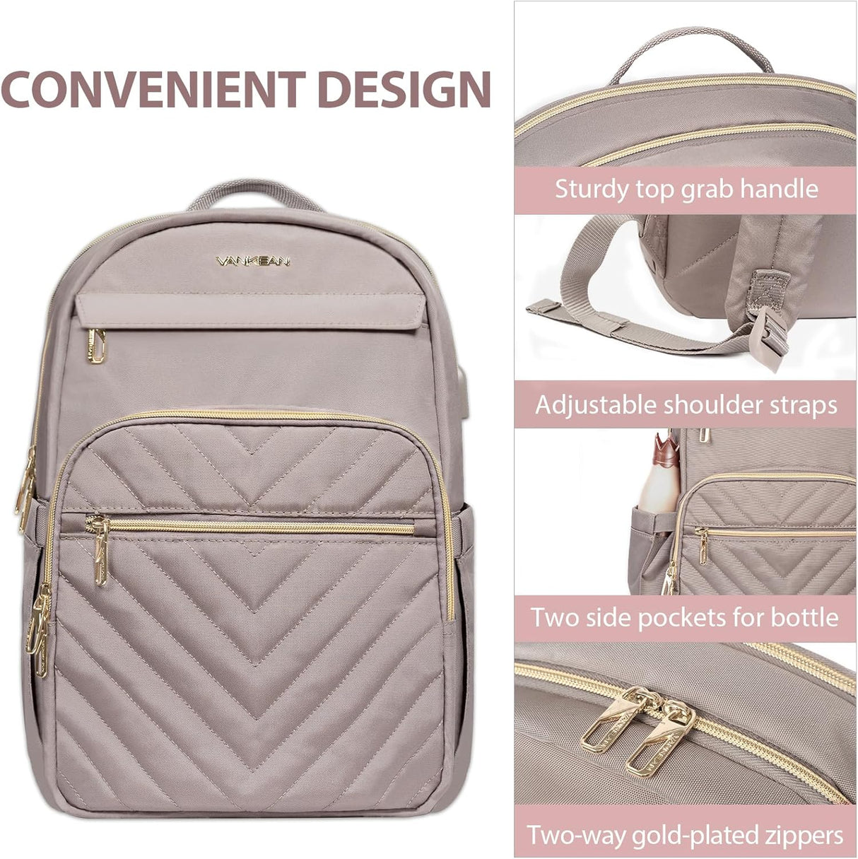 Waterproof Laptop Backpack 15.6 Inch with USB Charging Port Travel Bag