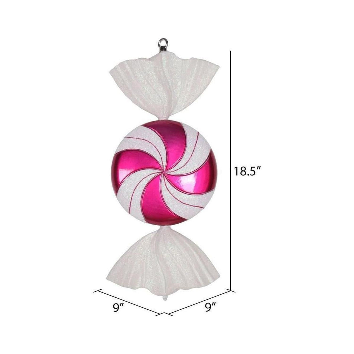 Hot Pink Cerise-White Swirl Candy Ornament