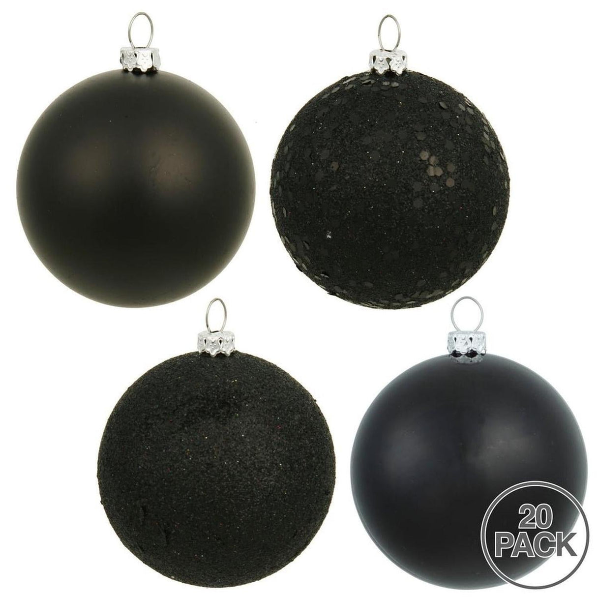 Black Christmas Ball Ornament Assortments (Set of 20)