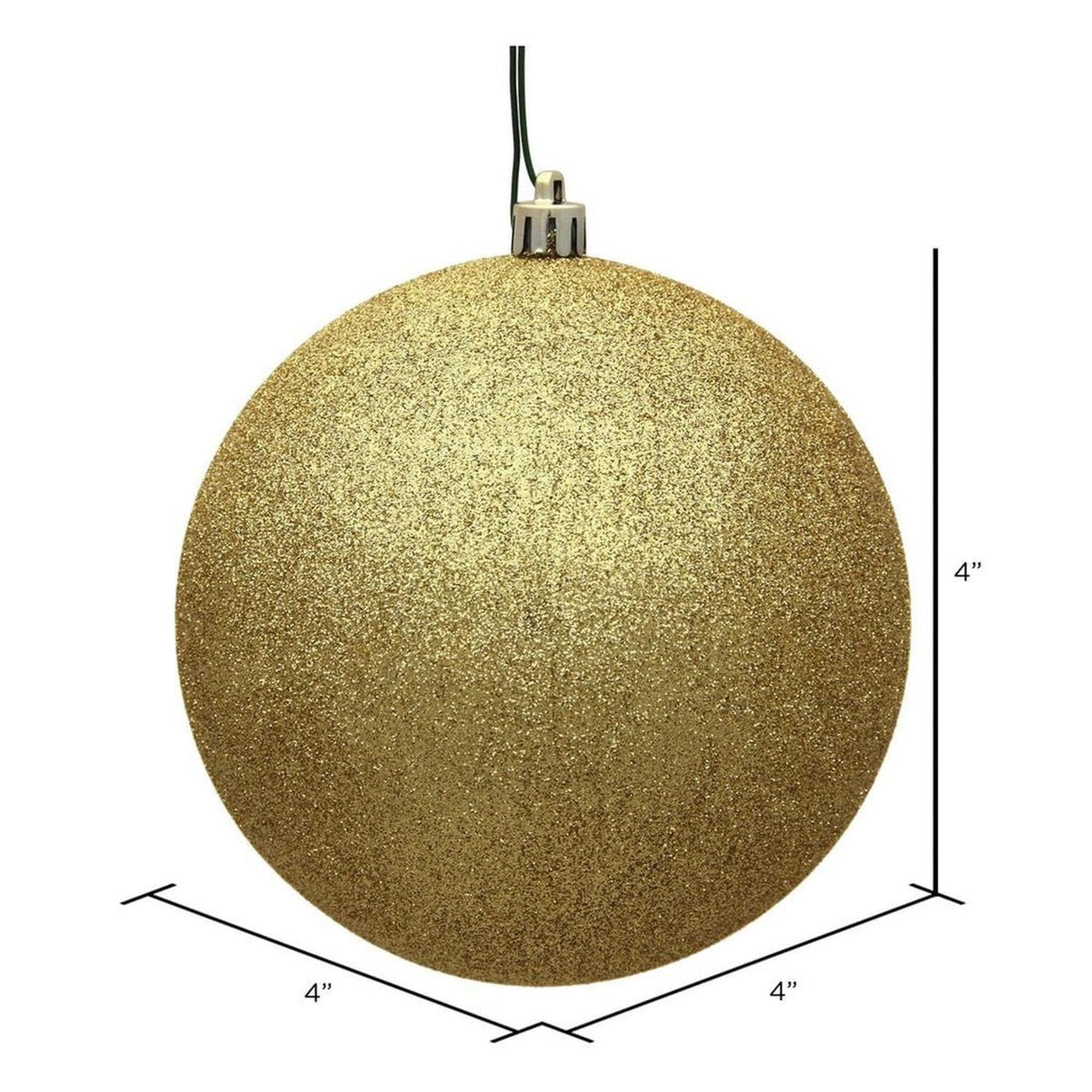 Gold Glitter Ball Christmas Ornaments (6 pack)