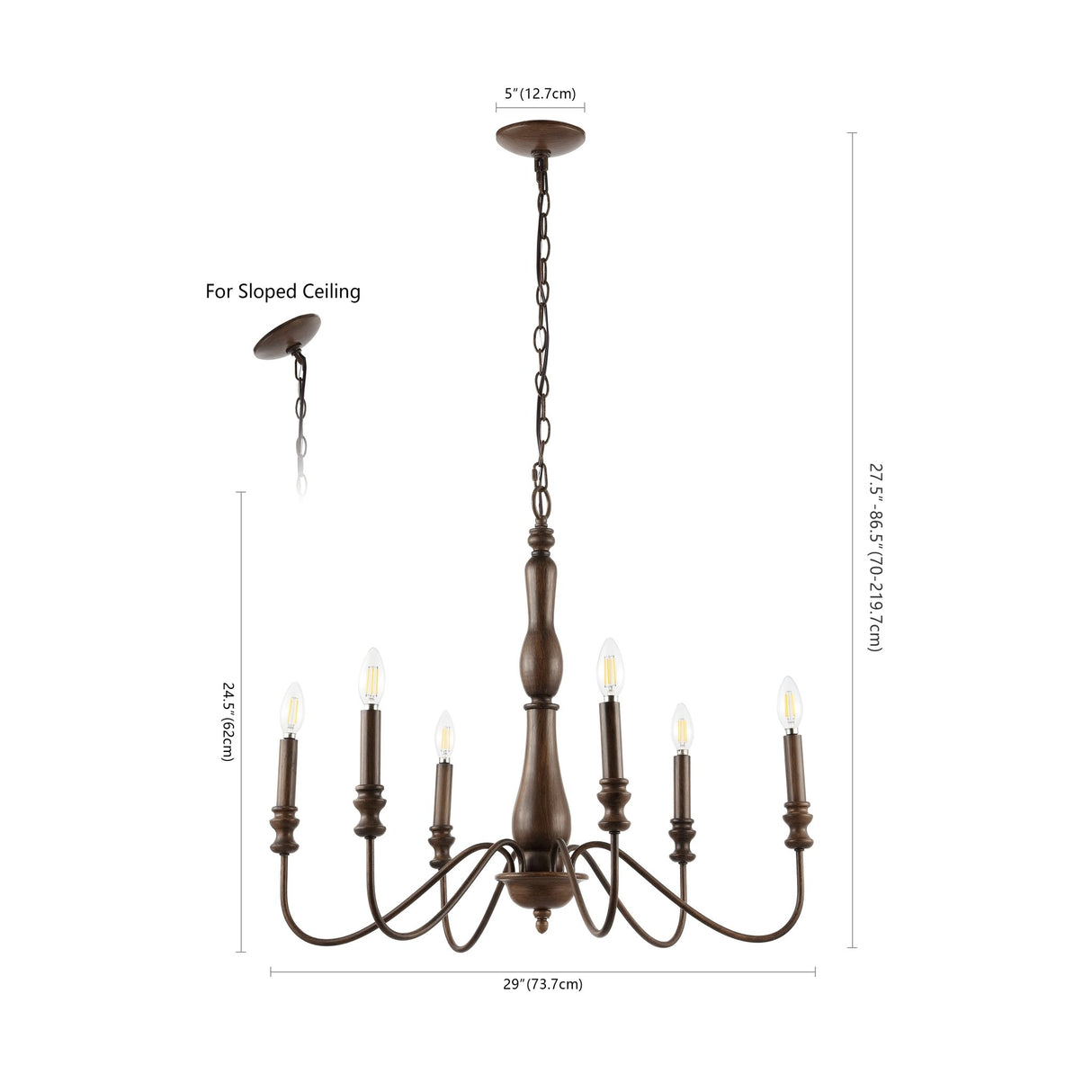 Victoria 6 - light rustic midcentury iron led chandelier - Tuesday Morning - Chandeliers