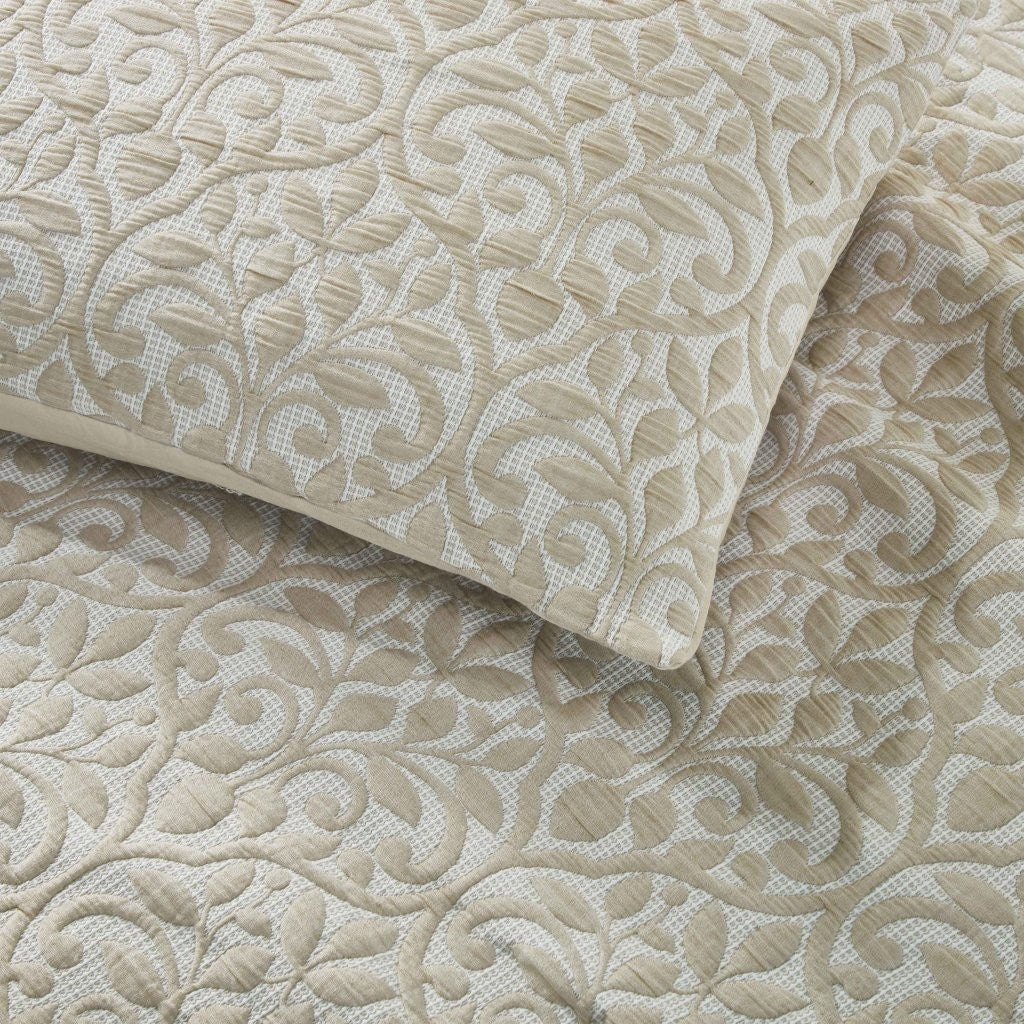 Vineyard Cotton Blend Medium Weight Matelasse Floral Scroll Coverlet - Coverlet by Superior Brand