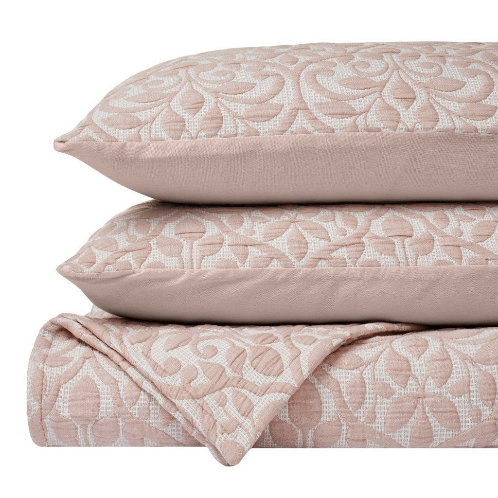 Vineyard Cotton Blend Medium Weight Matelasse Floral Scroll Coverlet - Coverlet by Superior Brand