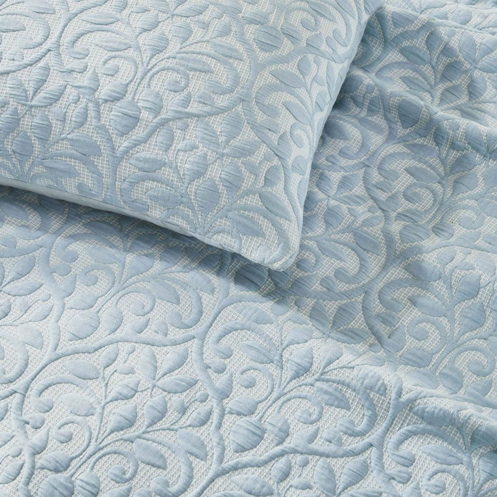 Vineyard Cotton Blend Medium Weight Matelasse Floral Scroll Coverlet - Coverlet by Superior Brand