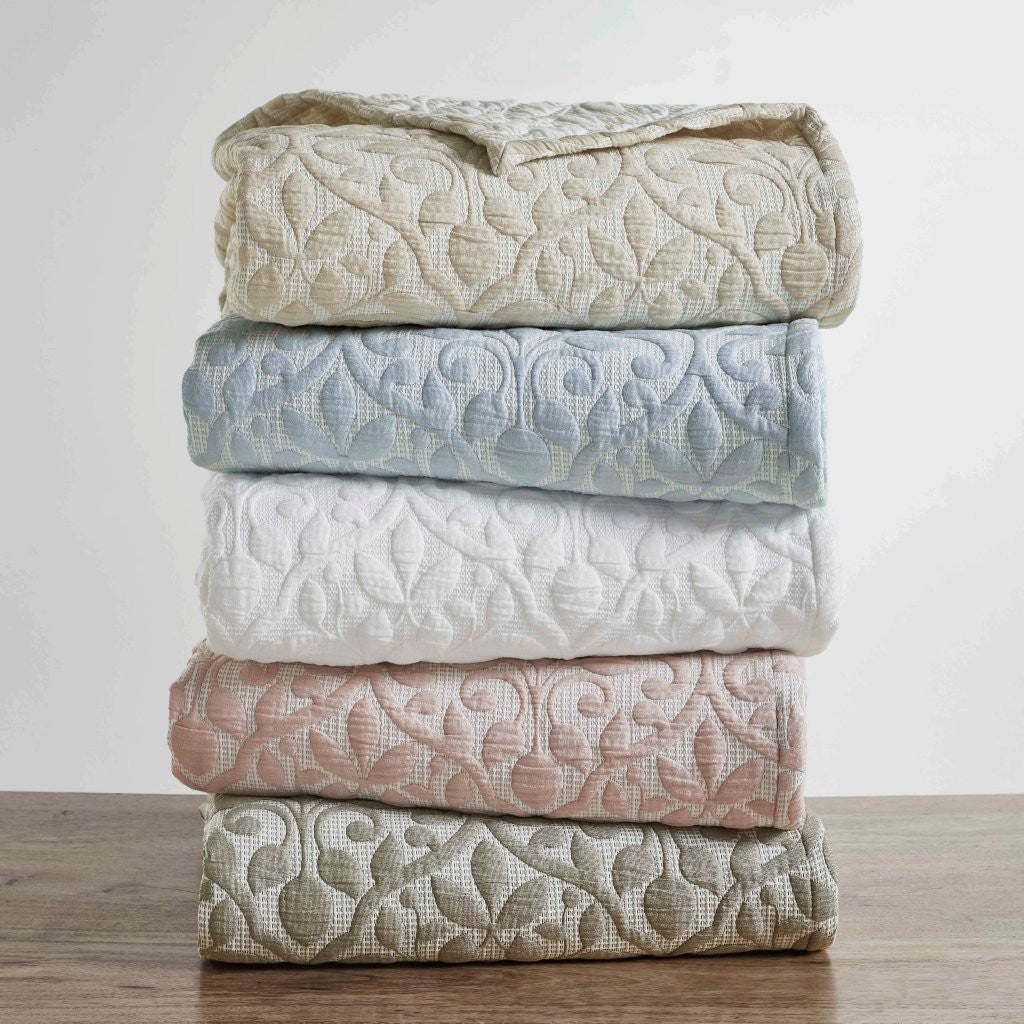 Vineyard Cotton Blend Medium Weight Matelasse Floral Scroll Coverlet - Coverlet by Superior Brand