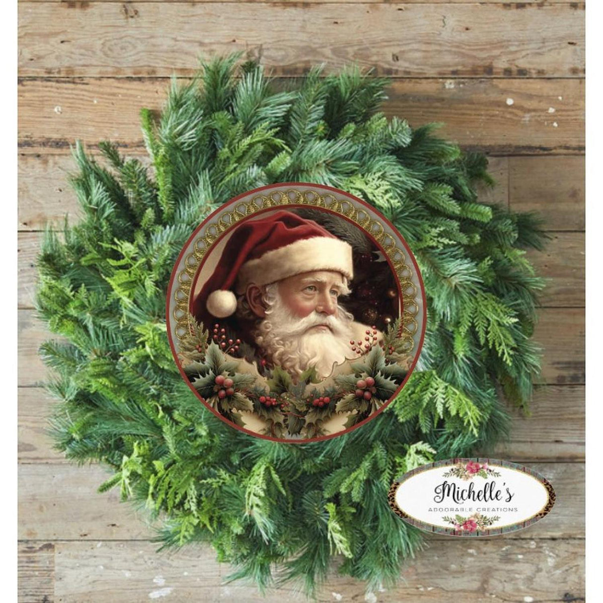 Vintage Victoria Santa Holly Sign