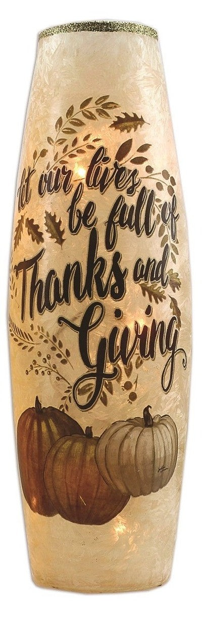 Live Simply Lighted Vase - Let our lives be full of Thanks and Giving