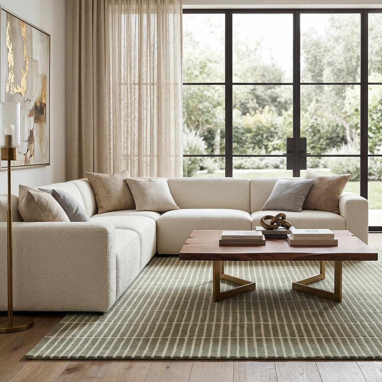 Finial Olive Wool Area Rug