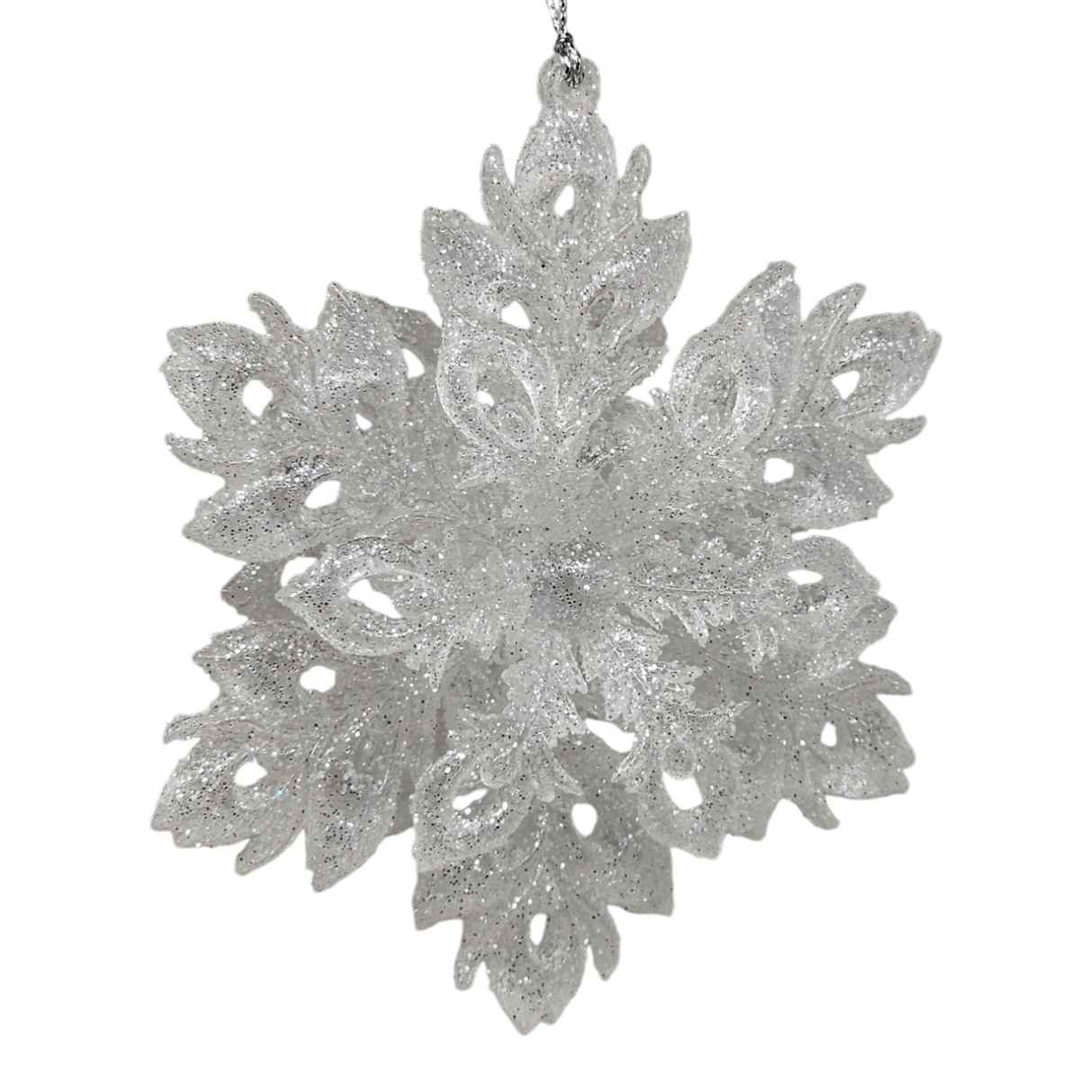 Frosted White Snowflake Ornament - 5 Inch