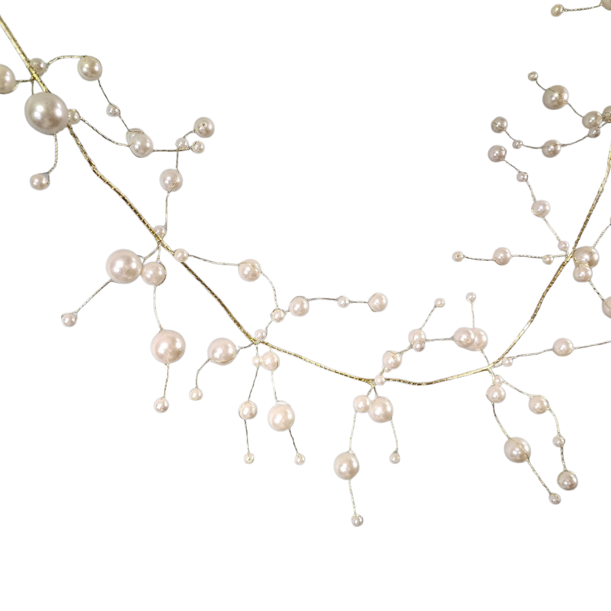 Pearl Beads With Gold Wire Garland - 5 Foot