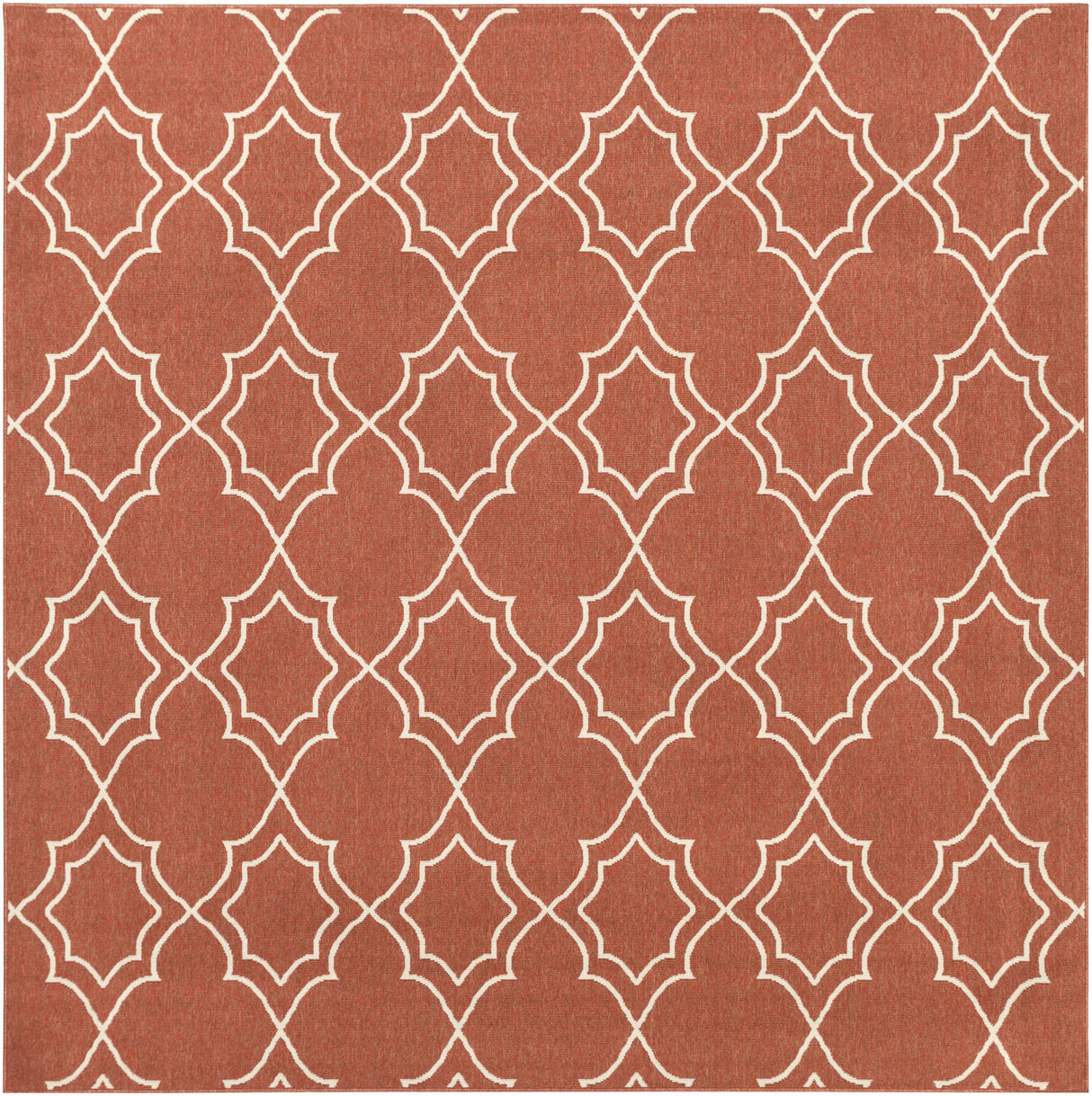 Unique Rust Red Lattice Trellis Outdoor Rug - Clearance