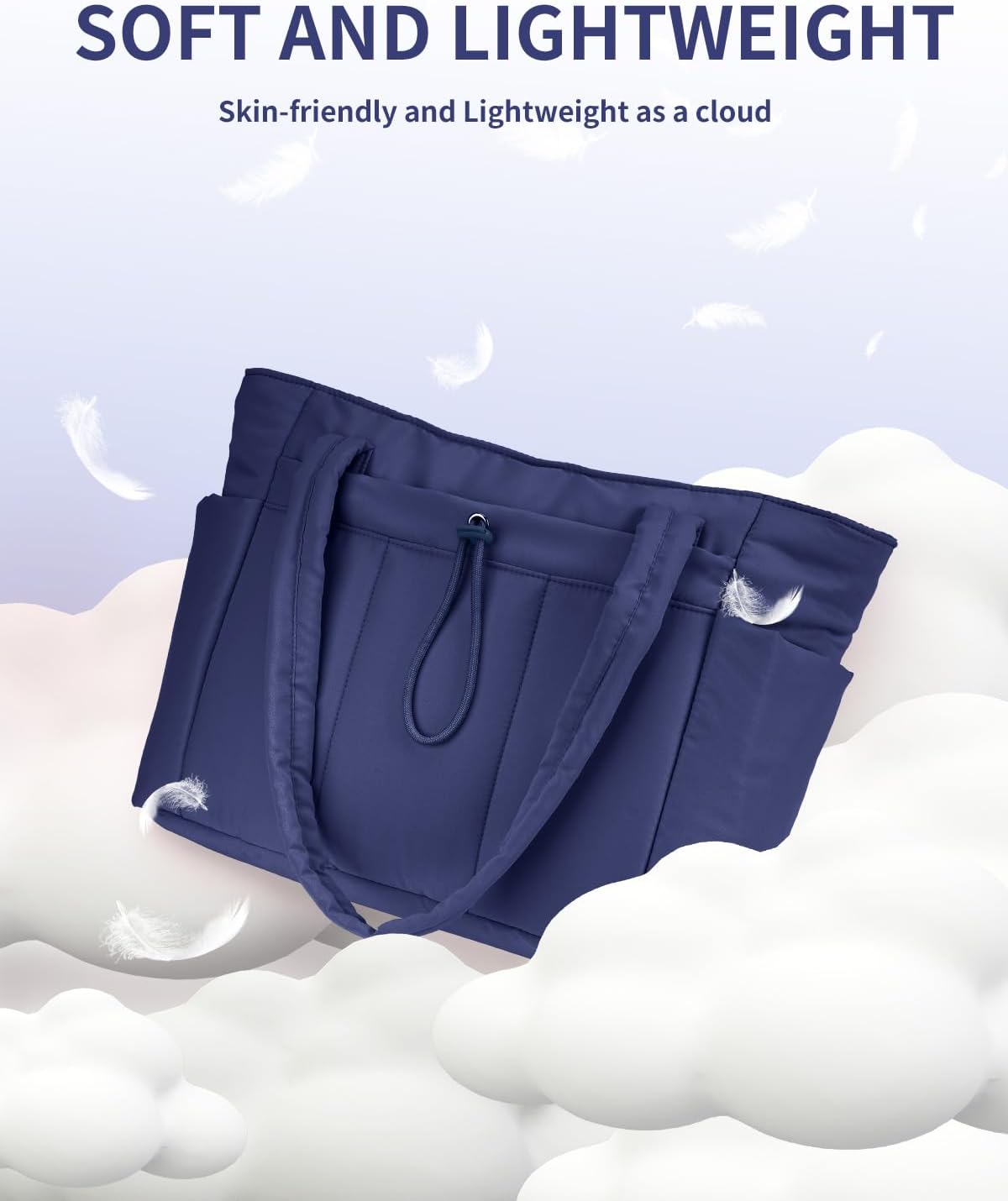 Quilted Puffer Tote Bag with Laptop Sleeve & Cup Holder 20L Travel Work