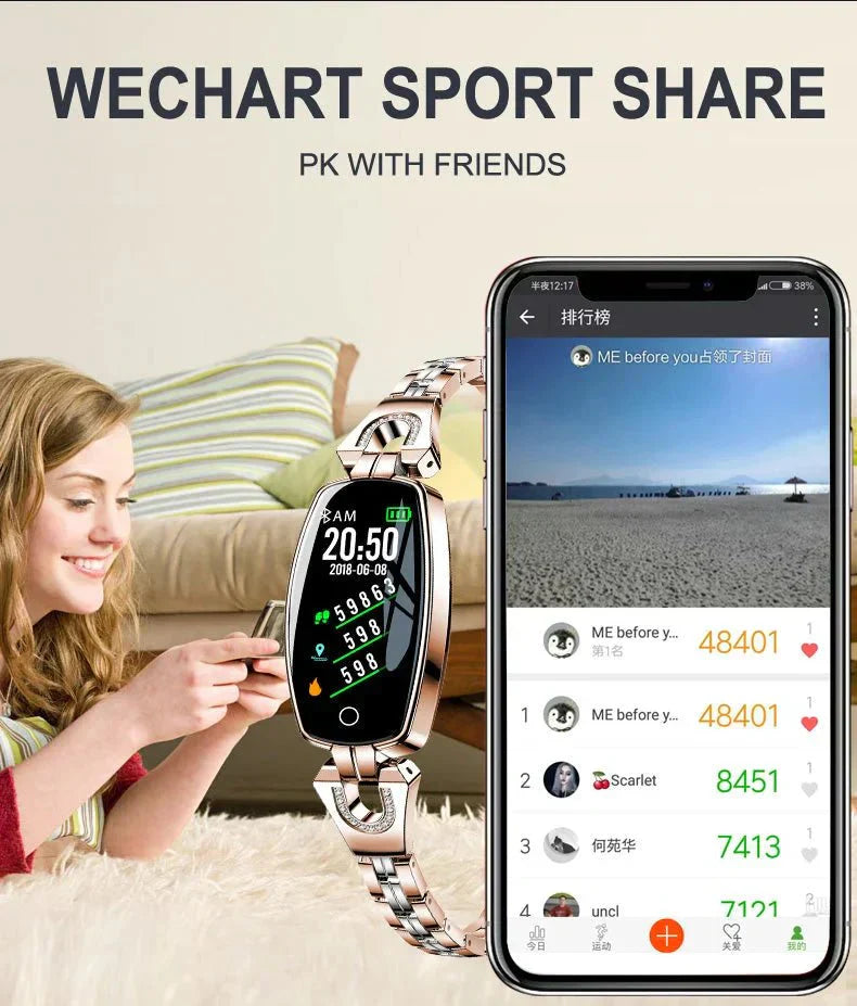 Women’s Fitness Tracker Watch Heart Rate Blood Pressure IP67 Waterproof