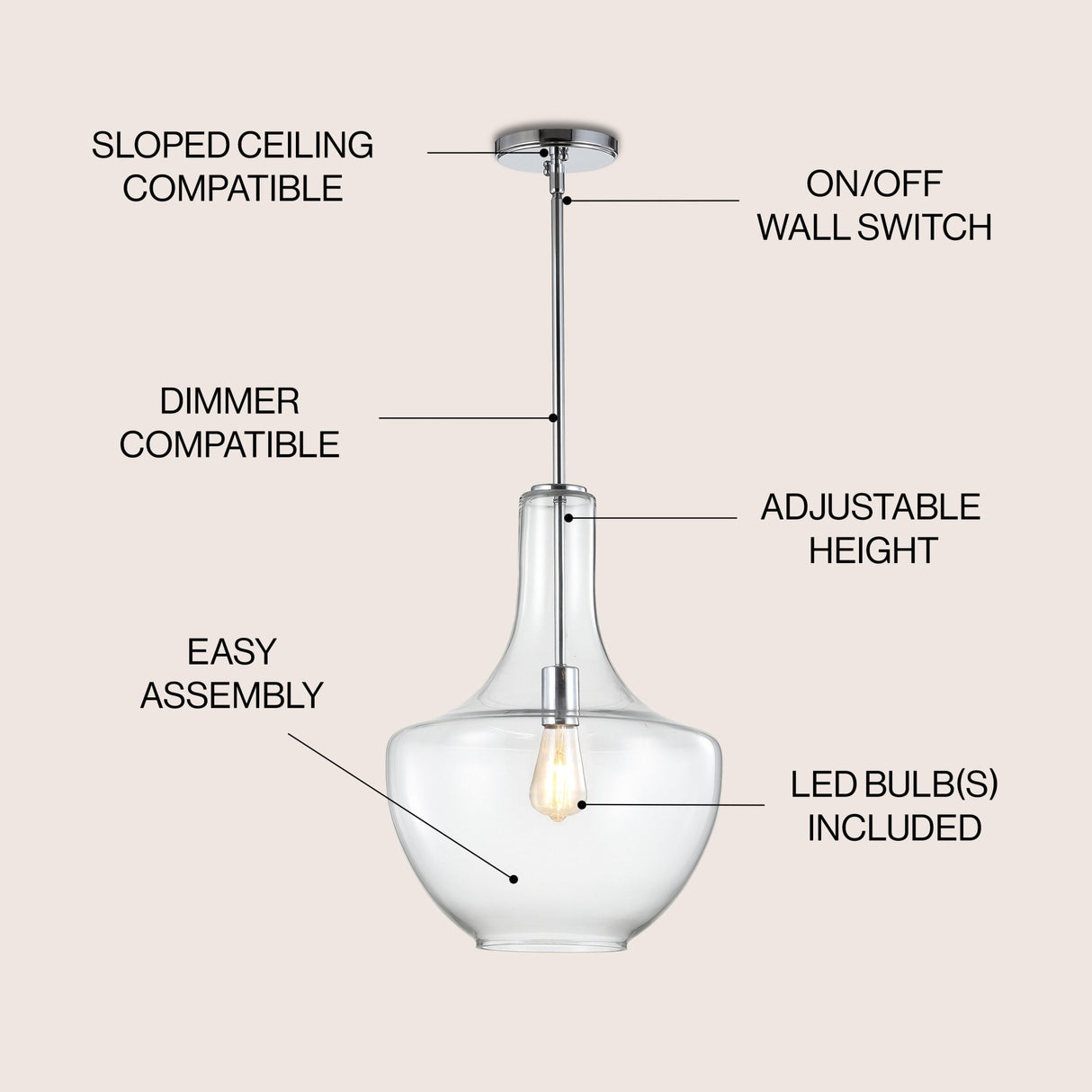 Watts 1 - light mid - century modern iron/glass led pendant - Tuesday Morning - Pendants